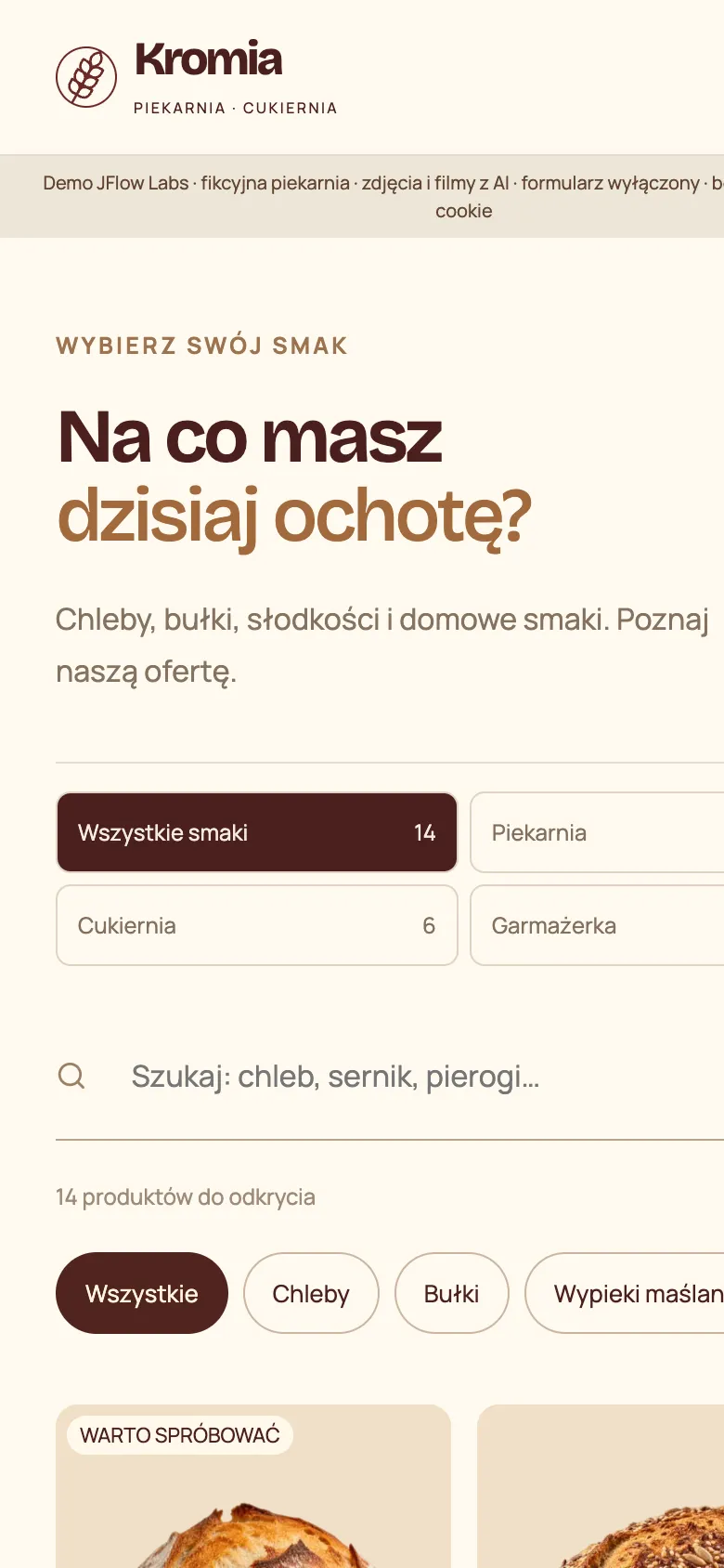Katalog wypieków Kromii na telefonie